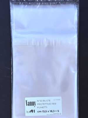 confezione da 50 buste per fumetti 135x183 mm