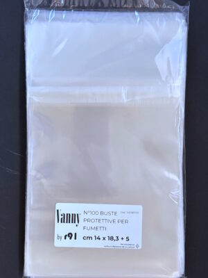 confezione da 100 buste per fumetti 140x183 mm