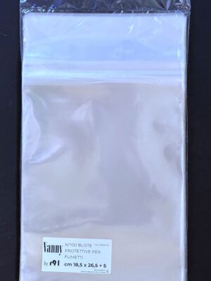 confezione da 100 buste per fumetti 185x265 mm