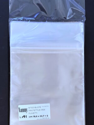 confezione da 100 buste per fumetti 186x227 mm