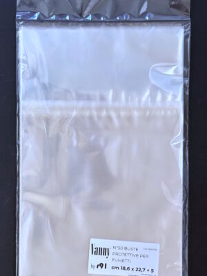confezione da 50 buste per fumetti 186x227 mm